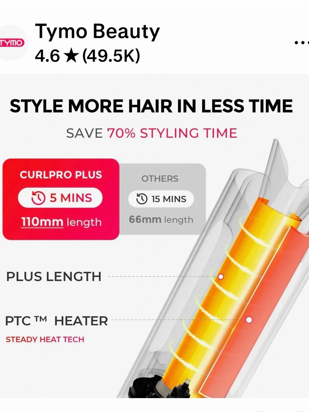 Tymo Curlpro Plus-Rose Gold Hair Styling Tool